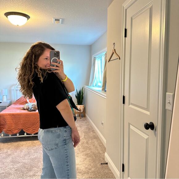 Vintage Bechamel Black Green Palm Tree Cropped Top Large - Picture 3 of 10